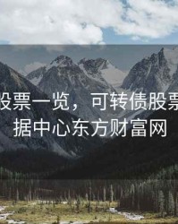 可转债股票一览，可转债股票一览数据中心东方财富网