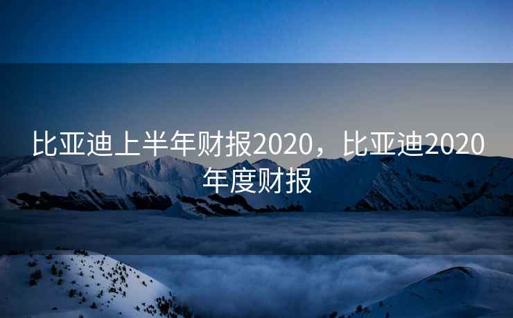 比亚迪上半年财报2020，比亚迪2020年度财报