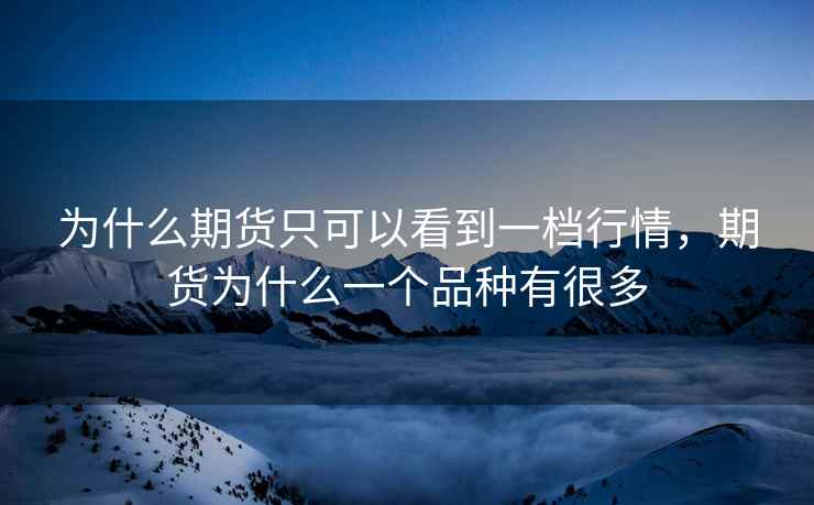 为什么期货只可以看到一档行情，期货为什么一个品种有很多